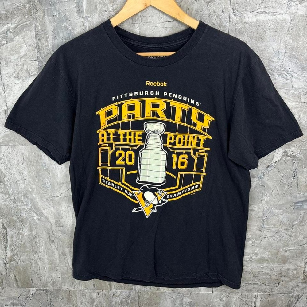 Black Reebok Penguins Stanley Cup Champions t-shirt Men's Large  #NHL #Penguins‎